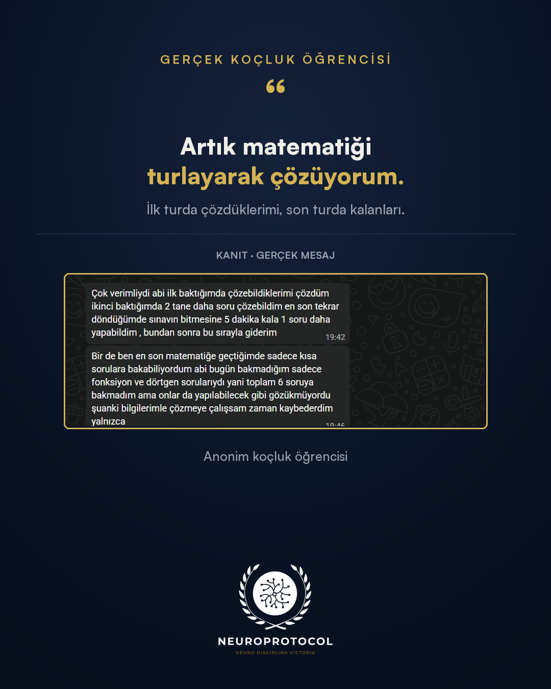 Öğrenci mesajı: deneme turlama stratejisi sonucu