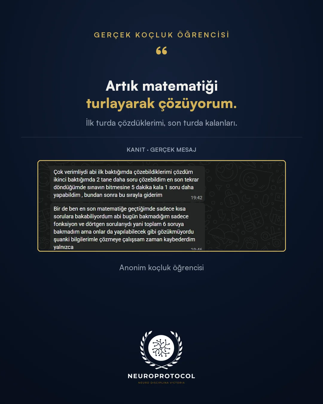 Öğrenci mesajı: deneme turlama stratejisi sonucu